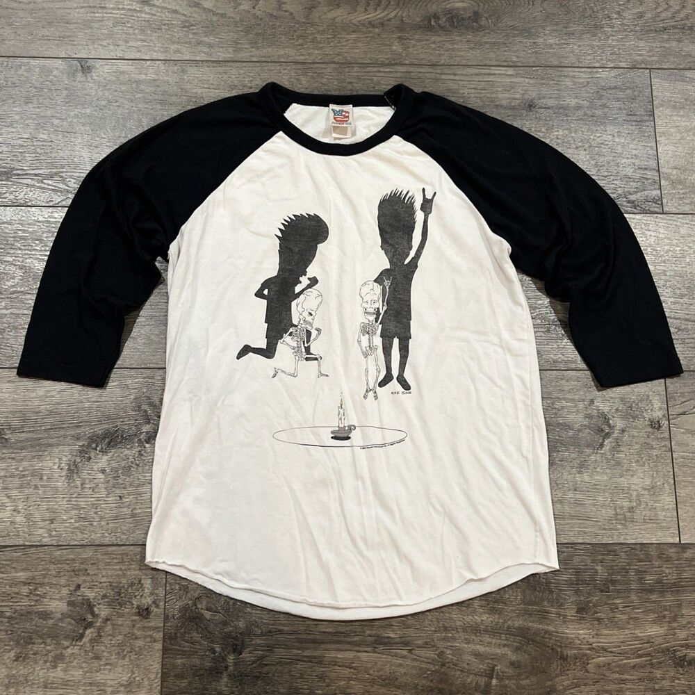 2014 Junk Food Beavis and Butt-Head MTV 3/4 Sleeve Raglan Shirt - Men's Mediium